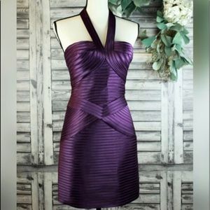 BCBG purple halter bandaid dress